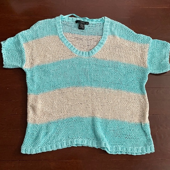 Women's Calvin Klein Jeans Striped Knitted Sweater Short Sleeve Top Medium/Large - Picture 1 of 12